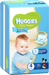 Отзывы Подгузники Huggies Ultra Comfort 4 для мальчиков (19 шт)