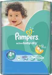 Отзывы Подгузники Pampers Active Baby-Dry 4 Maxi Plus (18 шт)