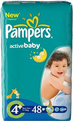 Отзывы Подгузники Pampers Active Baby-Dry 4 Maxi Plus (48 шт)