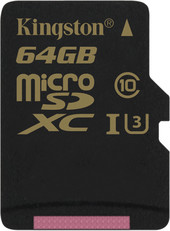 Отзывы Карта памяти Kingston Gold microSDXC UHS-I (Class 3) U3 64GB [SDCG/64GBSP]