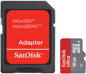 Отзывы Карта памяти SanDisk Ultra microSDHC UHS-I (Class 10) 16GB + адаптер (SDSDQUA-016G)